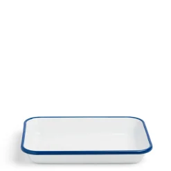 Daylesford Organic White & Blue Enamel Rectangular Dish Large