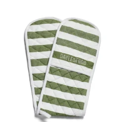 Daylesford Organic White & Green Stripe Double Oven Glove