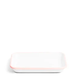Daylesford Organic White & Pink Enamel Rectangular Dish 26cm