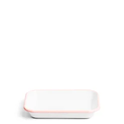 Daylesford Organic White & Pink Enamel Rectangular Dish 21cm