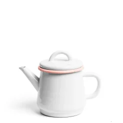 Daylesford Organic White & Pink Enamel Teapot