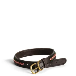 Daylesford Organic Zigzag Skinny Dog Collar Red Medium